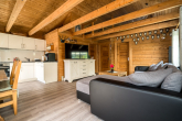 Verlockendes Ferienhaus aus Blockbohlen mit modernen Annehmlichkeiten - Wohnzimmer